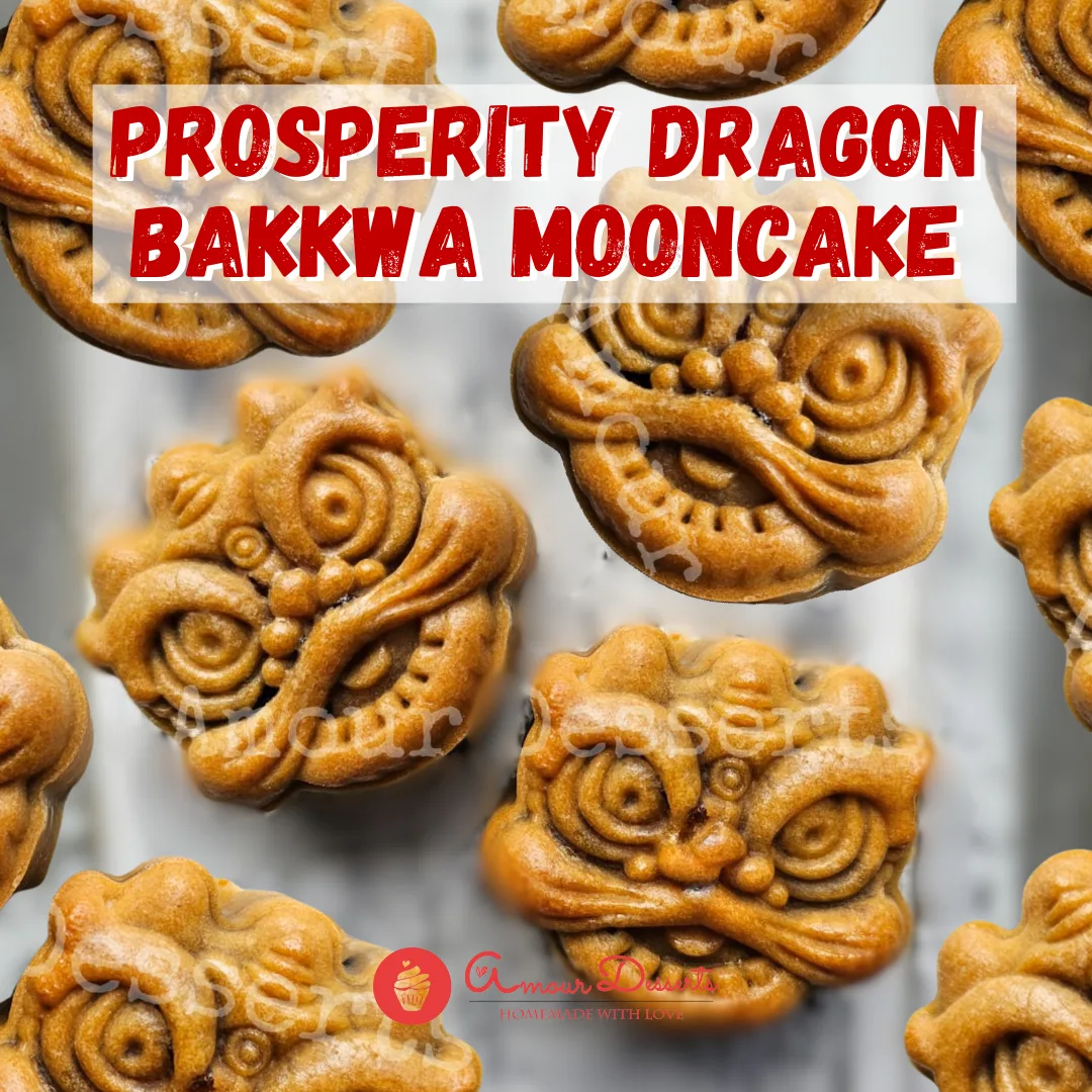 Amour Desserts Prosperity Dragon Bakkwa Mooncake cut open